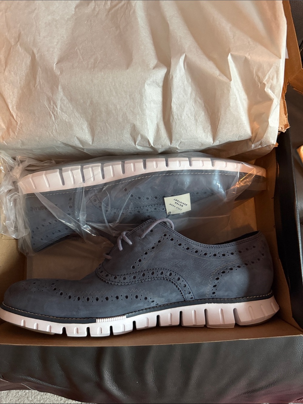 Cole Haan Men's Grey Wingtip Derby with White Lightweight Sole